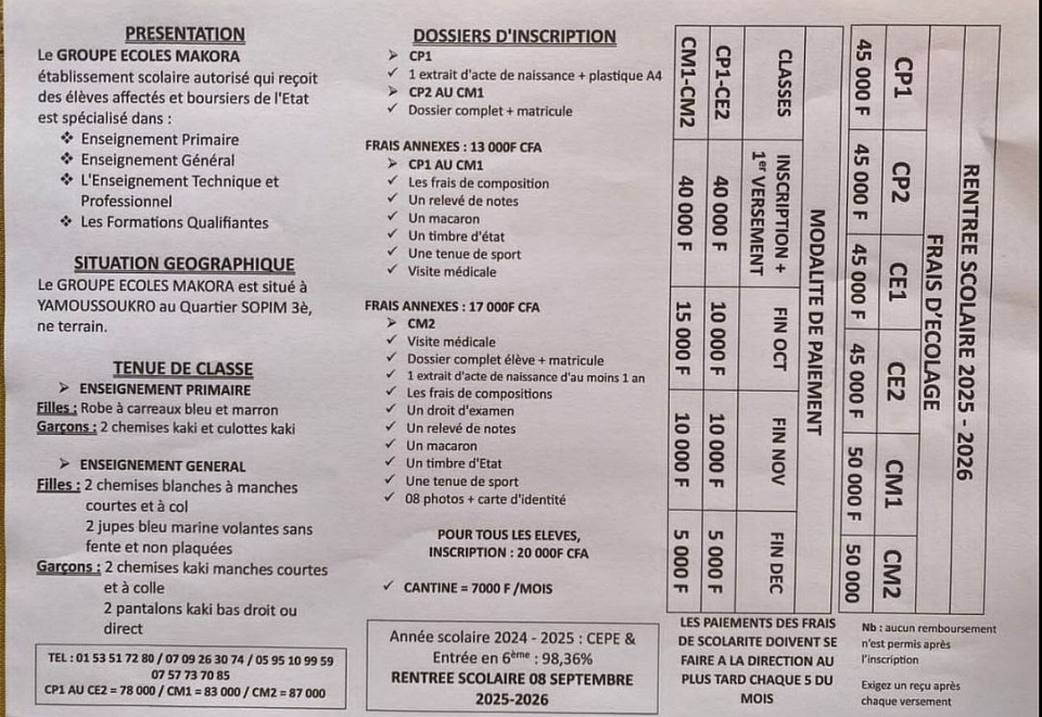 Fiche de renseignements du primaire